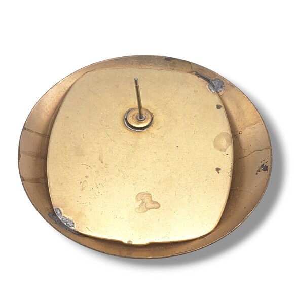 Vintage Large Matte Brushed Gold Silver Tone Domed Post Pierced Earring Modern - Picture 7 of 9